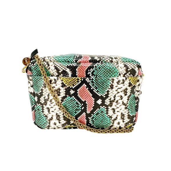 CLARE V. Marisol Bag Pastel Painted Snake with Chain Crossbody Strap - Picture 1 of 14